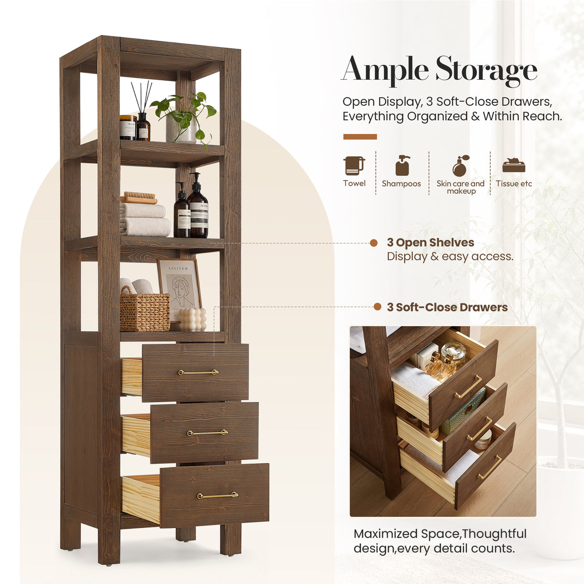 León 22" Spruce Aged Brown Storage Cabinet