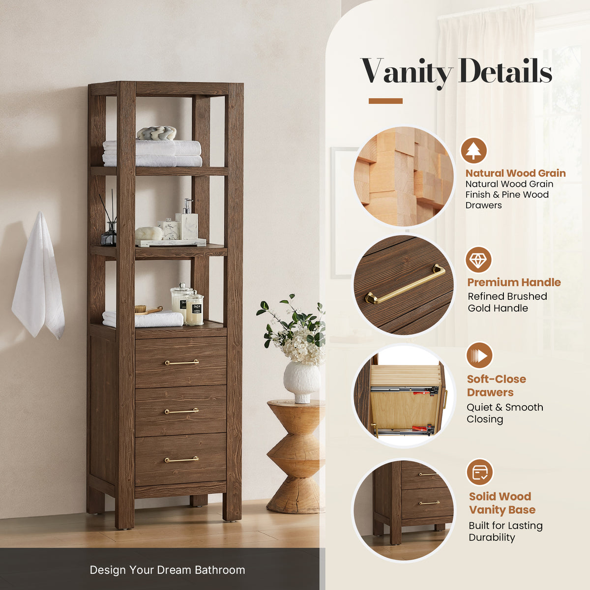 León 22" Spruce Aged Brown Storage Cabinet