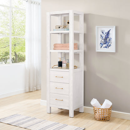 León 22" Washed White Linen Storage Cabinet