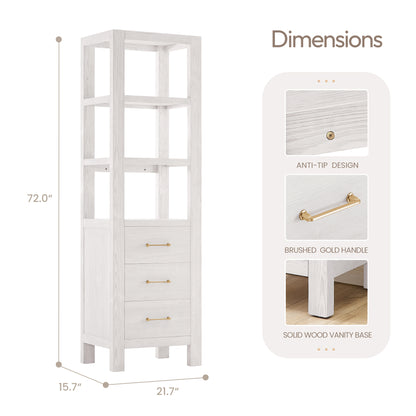 León 22" Washed White Linen Storage Cabinet