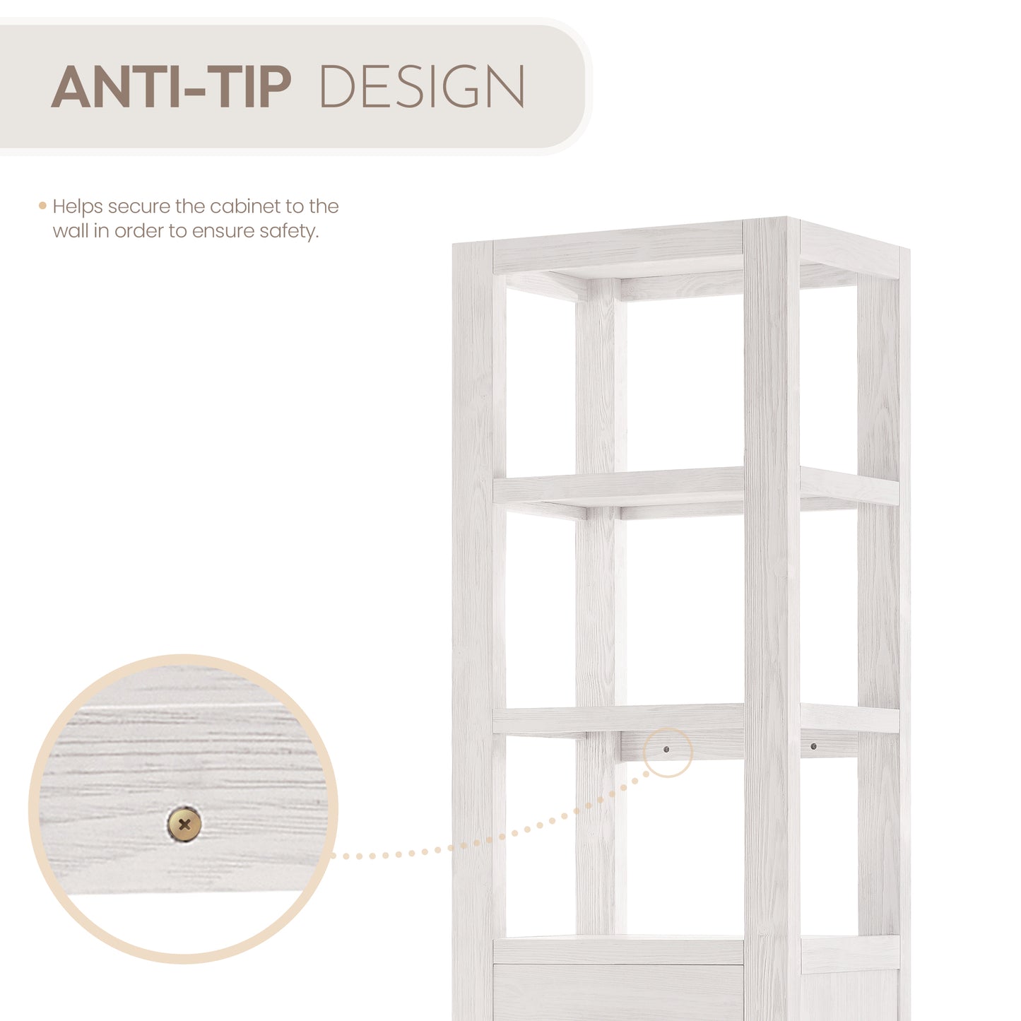 León 22" Washed White Linen Storage Cabinet