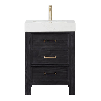 León 24" Free-standing Single Bathroom Vanity in Fir Wood Black