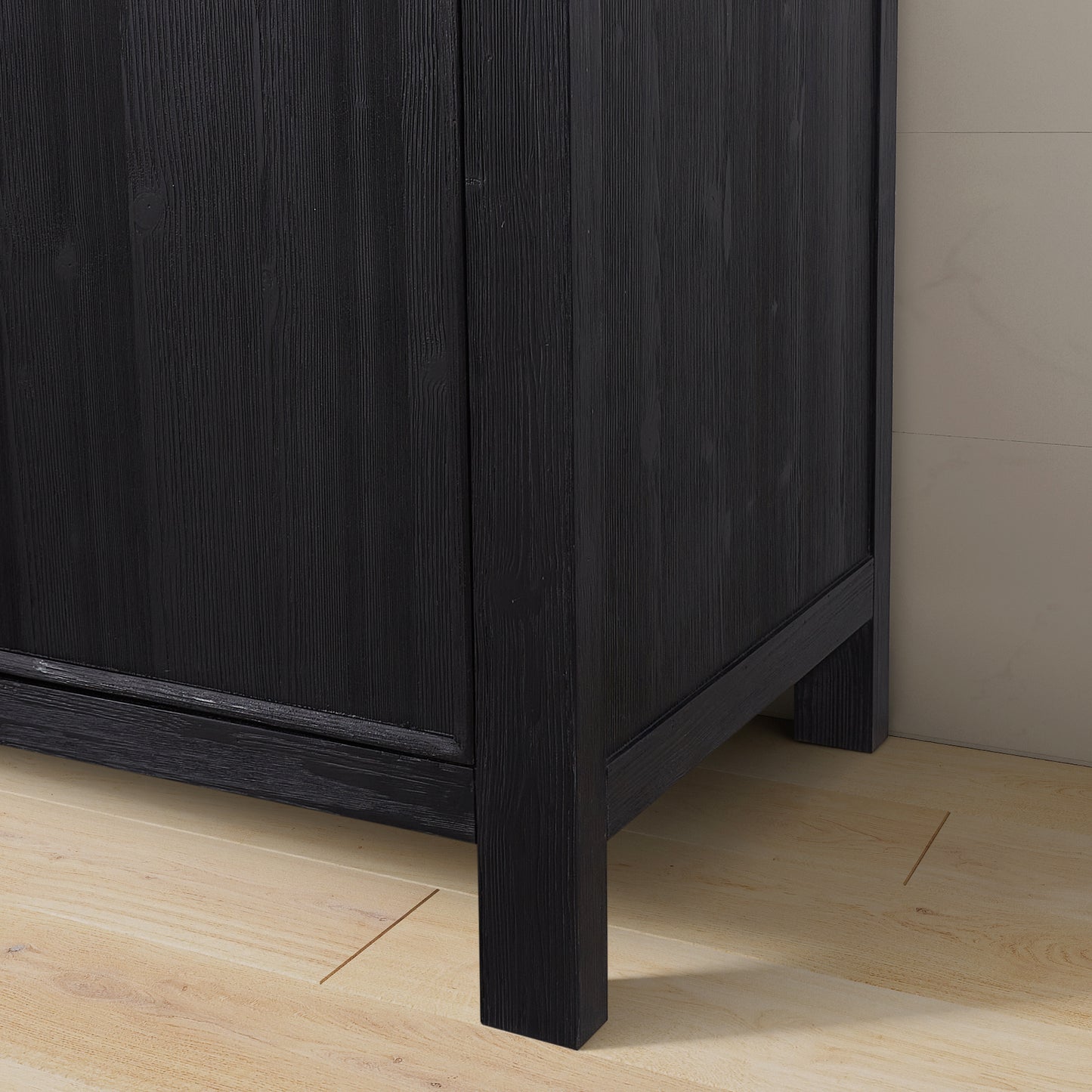 León 24" Free-standing Single Bathroom Vanity in Fir Wood Black