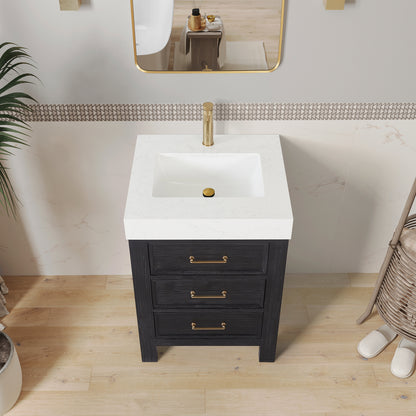 León 24" Free-standing Single Bathroom Vanity in Fir Wood Black