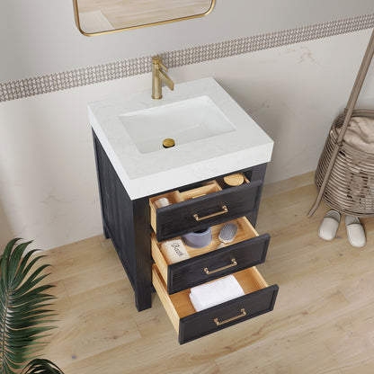 León 24" Free-standing Single Bathroom Vanity in Fir Wood Black