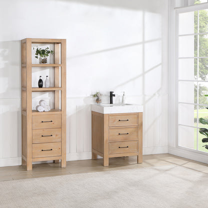León 24" Free-standing Single Bathroom Vanity in Fir Wood Brown