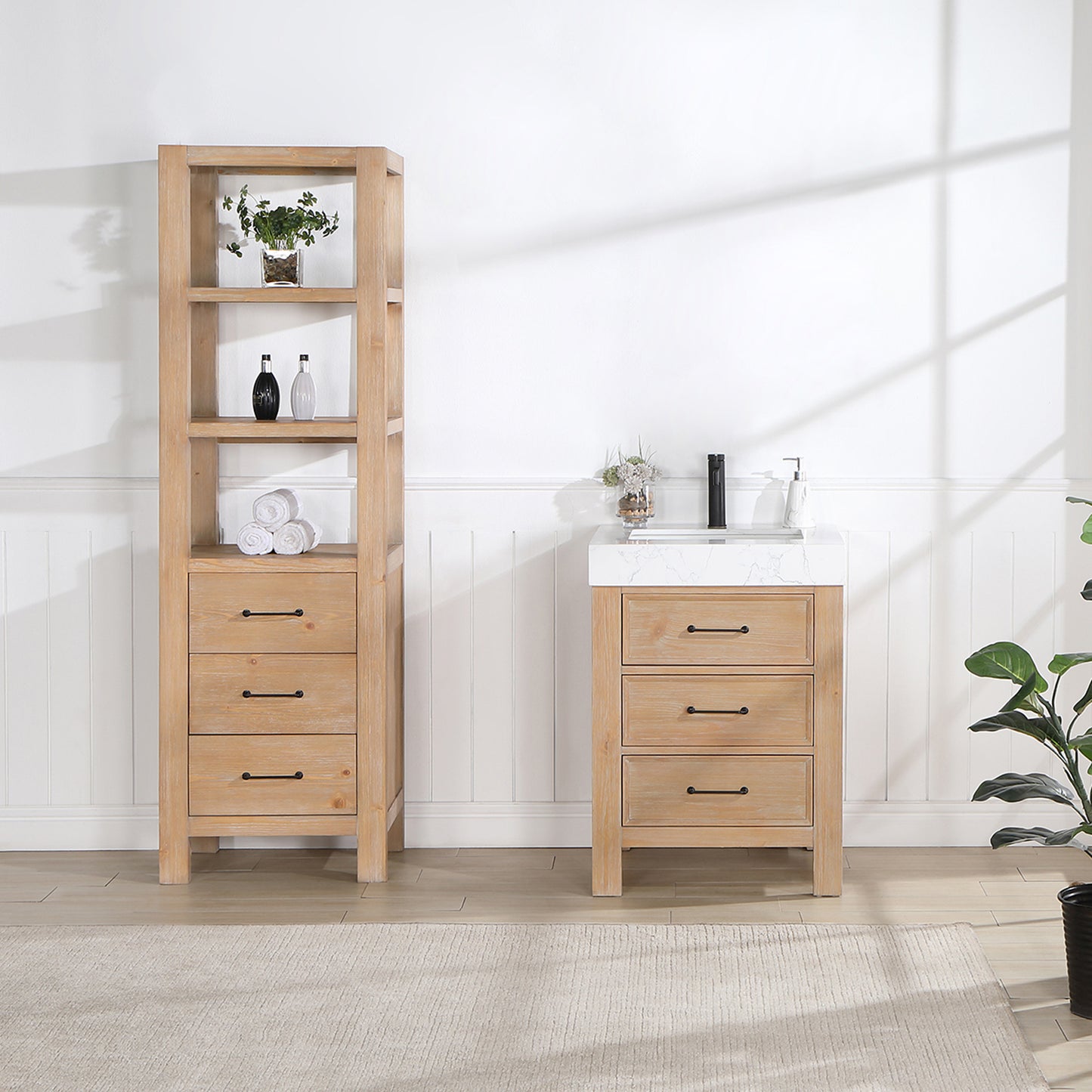 León 24" Free-standing Single Bathroom Vanity in Fir Wood Brown