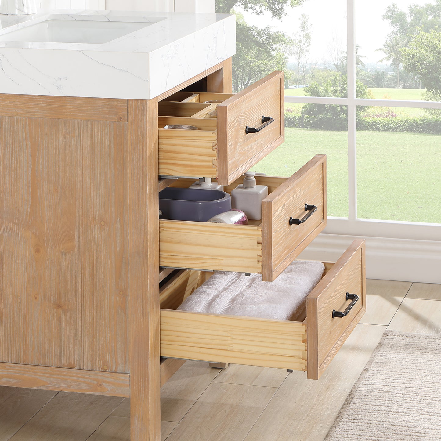 León 24" Free-standing Single Bathroom Vanity in Fir Wood Brown
