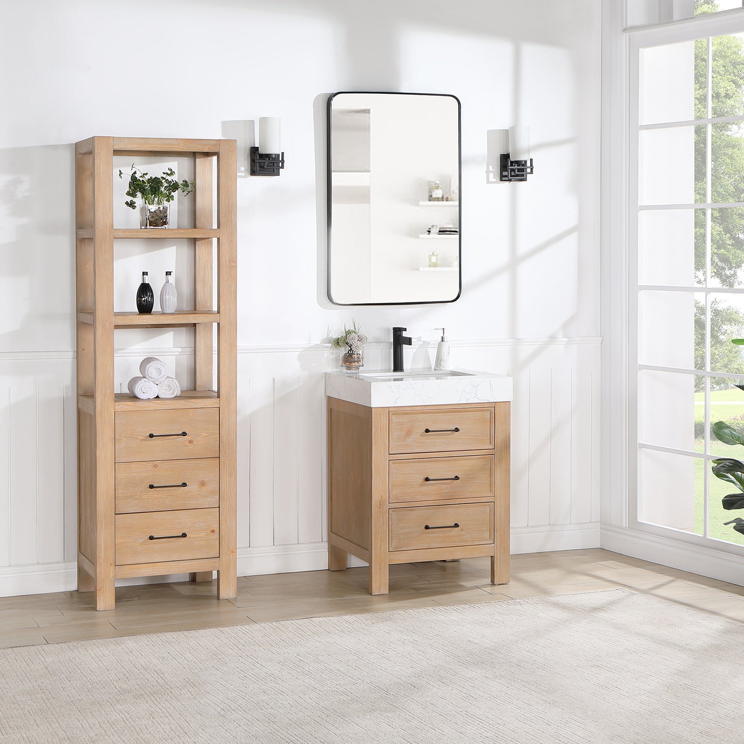 León 24" Free-standing Single Bathroom Vanity in Fir Wood Brown