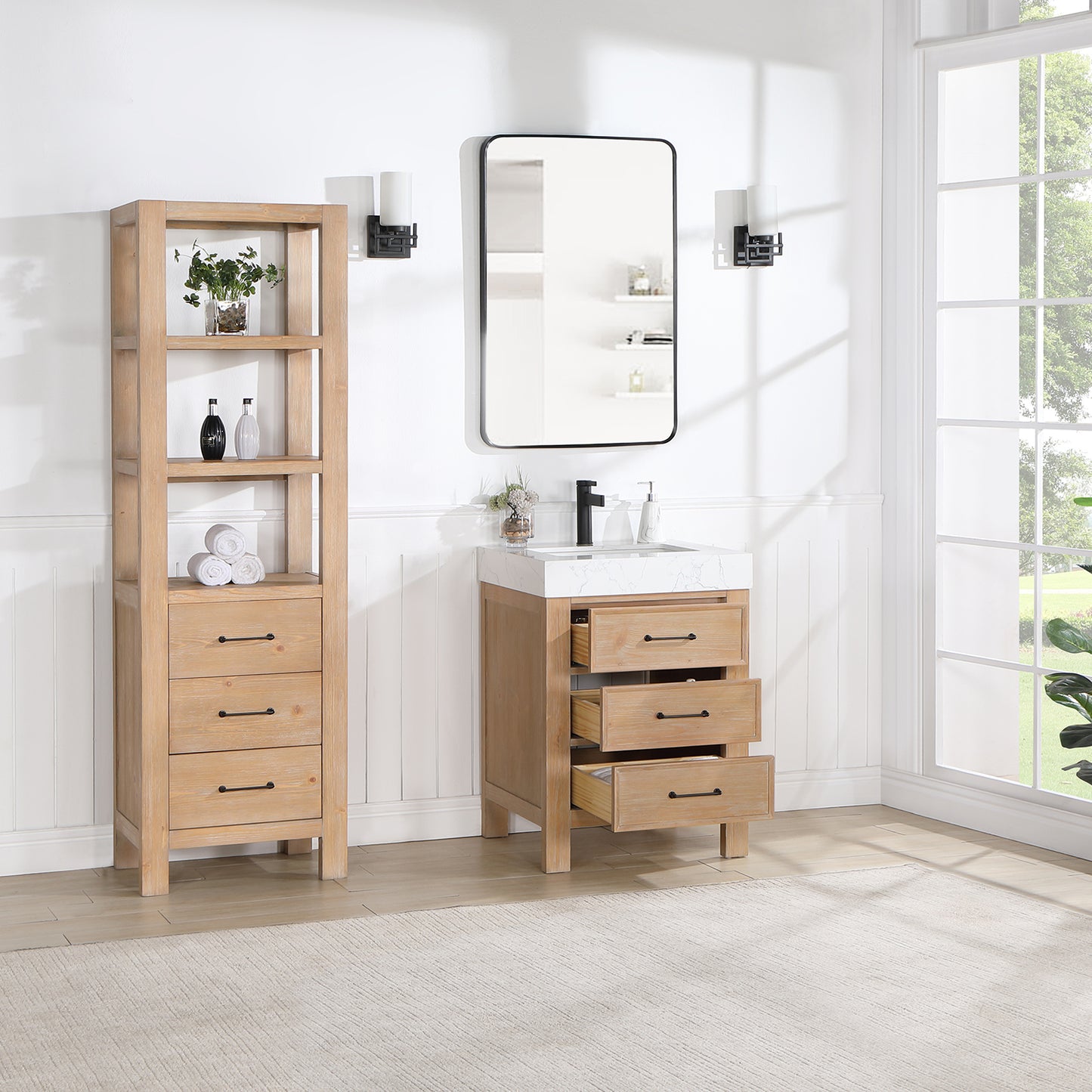 León 24" Free-standing Single Bathroom Vanity in Fir Wood Brown
