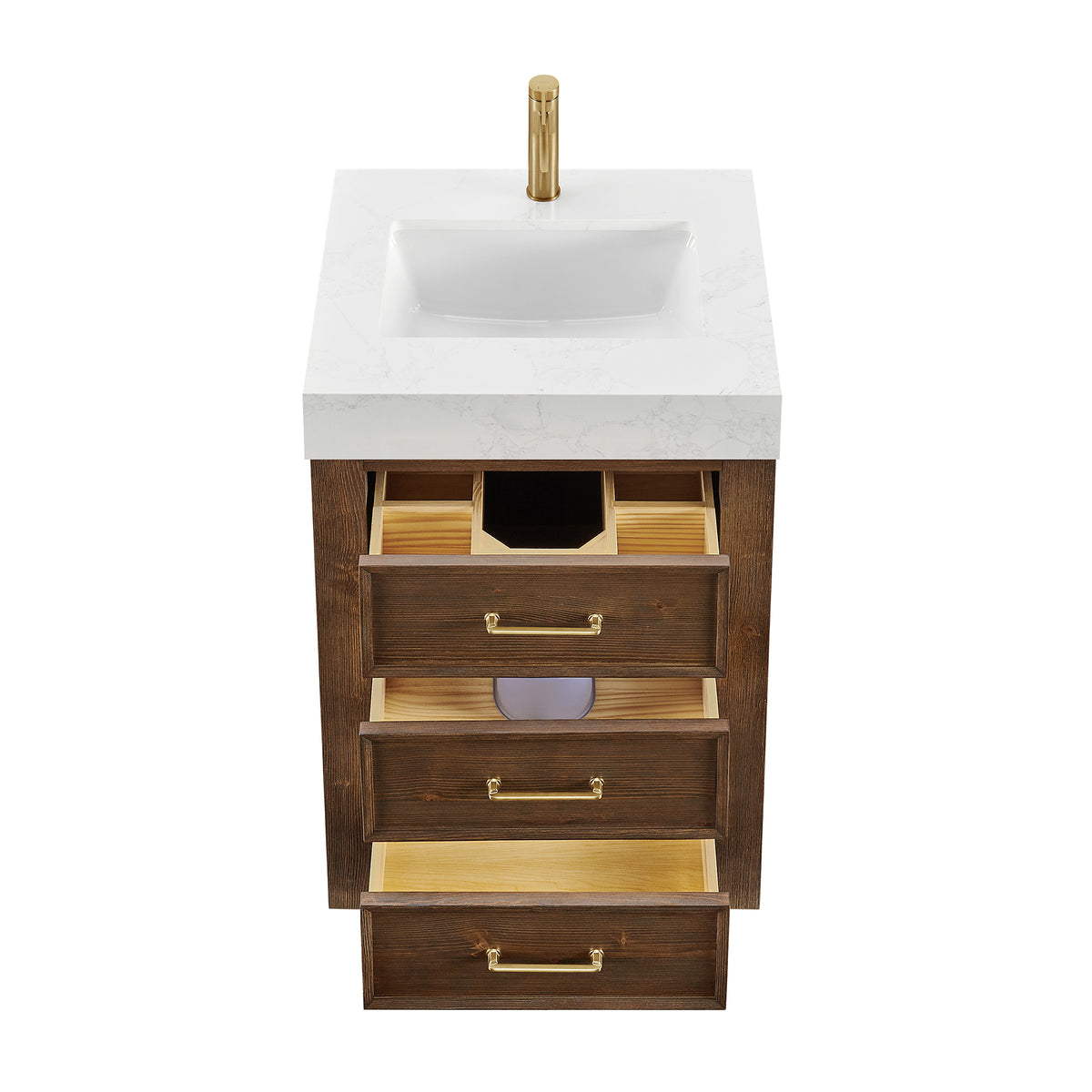 León 24" Free-standing Single Bathroom Vanity in Spruce Aged Brown with Mirror