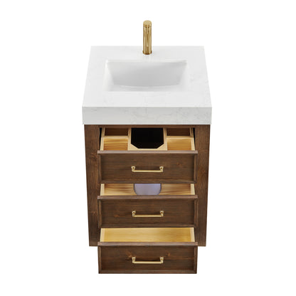 León 24" Free-standing Single Bathroom Vanity in Spruce Aged Brown with Mirror