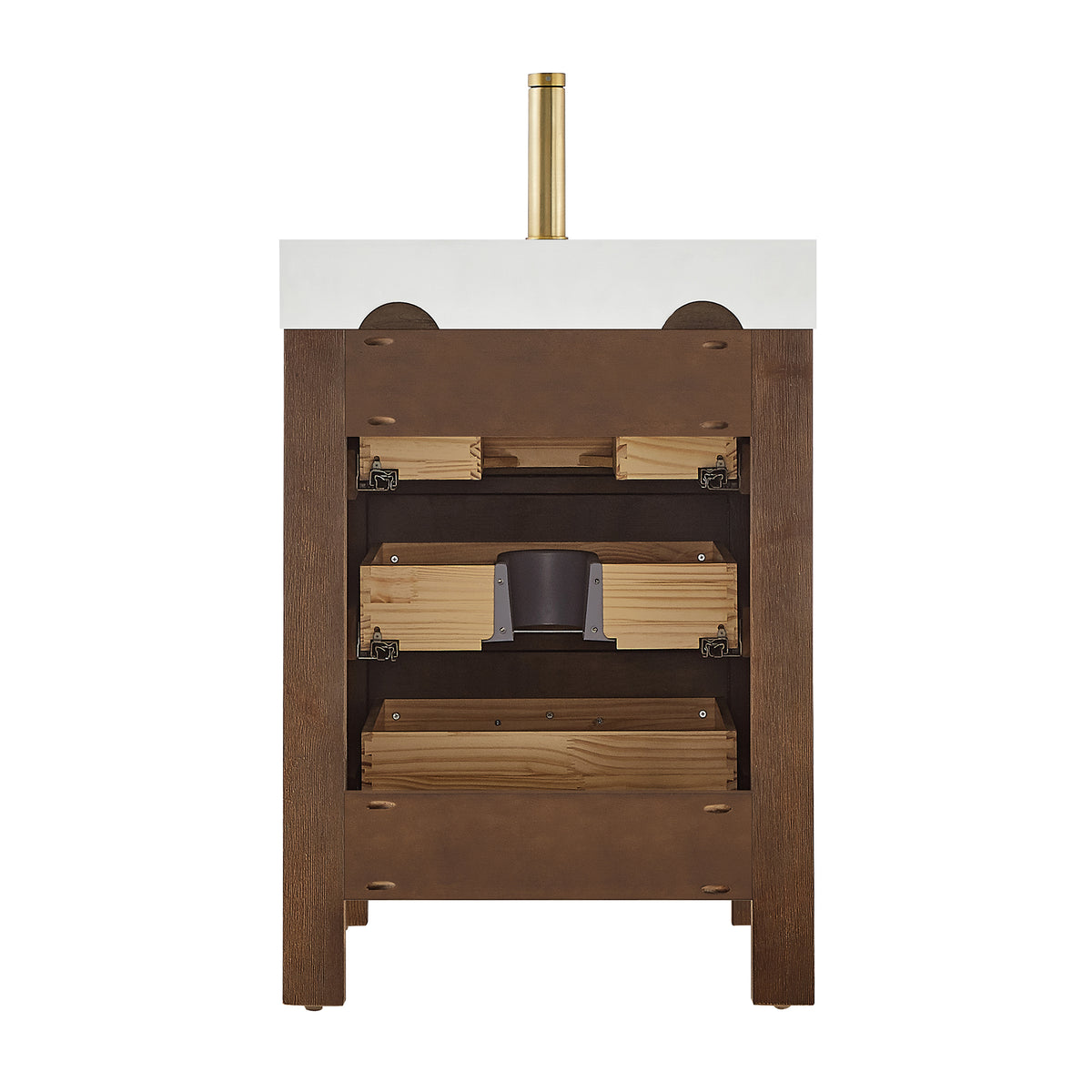León 24" Free-standing Single Bathroom Vanity in Spruce Aged Brown with Mirror