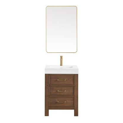 León 24" Free-standing Single Bathroom Vanity in Spruce Aged Brown with Mirror