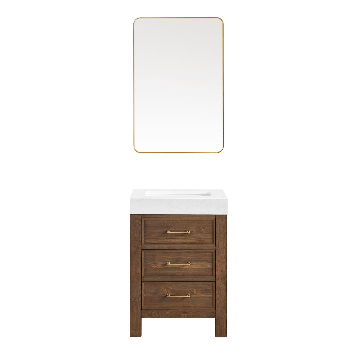 León 24" Free-standing Single Bathroom Vanity in Spruce Aged Brown with Mirror