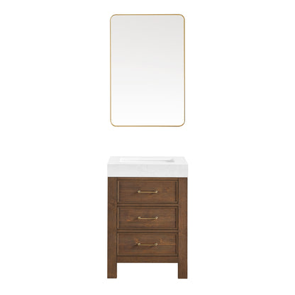 León 24" Free-standing Single Bathroom Vanity in Spruce Aged Brown with Mirror