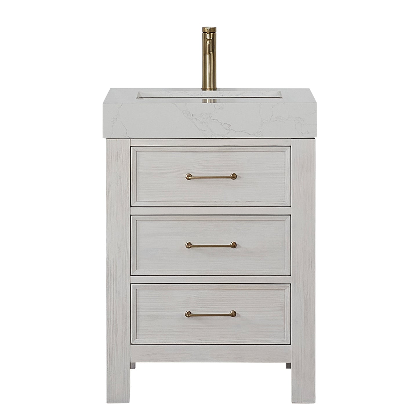 León 24" Free-standing Single Bathroom Vanity in Washed White