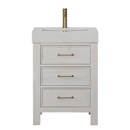 León 24" Free-standing Single Bathroom Vanity in Washed White
