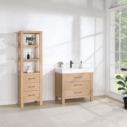 León 36" Free-standing Single Bathroom Vanity in Fir Wood Brown