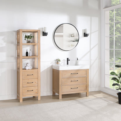 León 36" Free-standing Single Bathroom Vanity in Fir Wood Brown