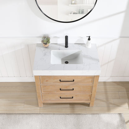 León 36" Free-standing Single Bathroom Vanity in Fir Wood Brown