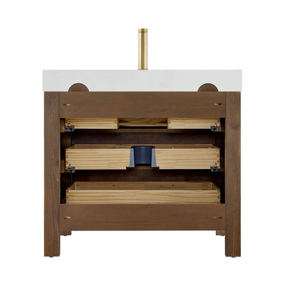 León 36" Free-standing Single Bathroom Vanity in Spruce Aged Brown
