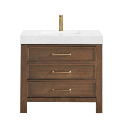 León 36" Free-standing Single Bathroom Vanity in Spruce Aged Brown