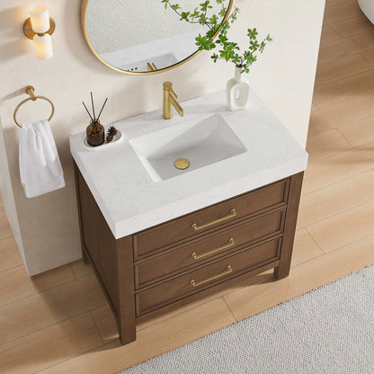 León 36" Free-standing Single Bathroom Vanity in Spruce Aged Brown