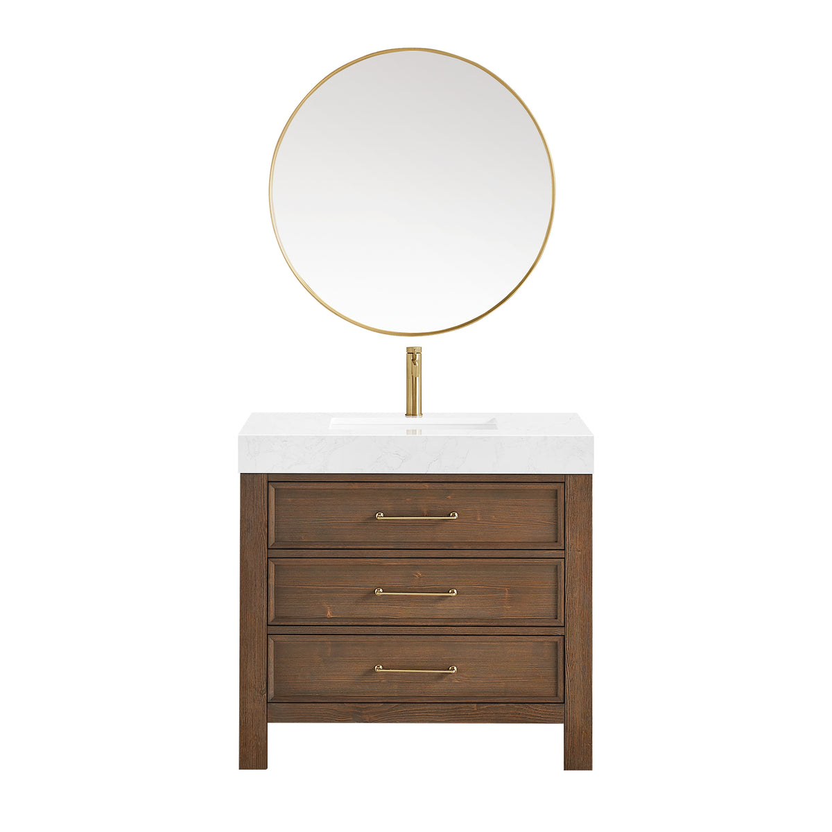 León 36" Free-standing Single Bathroom Vanity in Spruce Aged Brown with Mirror