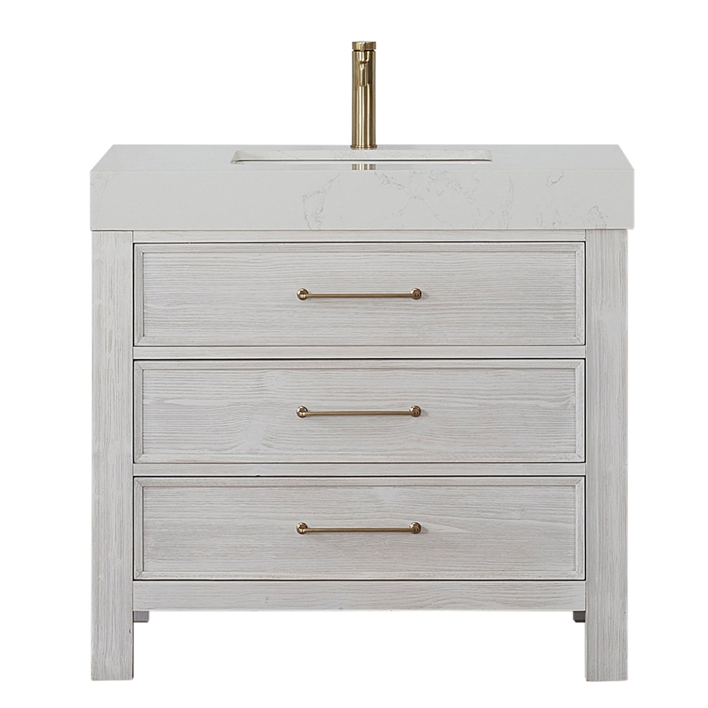 León 36" Free-standing Single Bathroom Vanity in Washed White