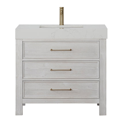 León 36" Free-standing Single Bathroom Vanity in Washed White