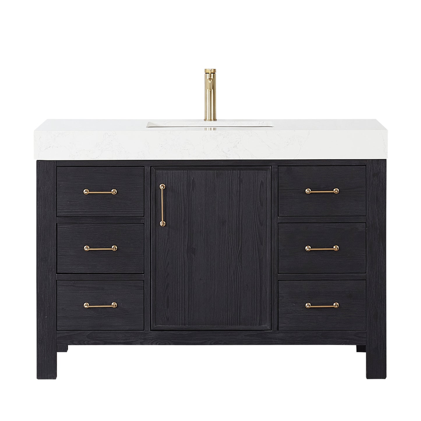 León 48" Free-standing Single Bathroom Vanity in Fir Wood Black