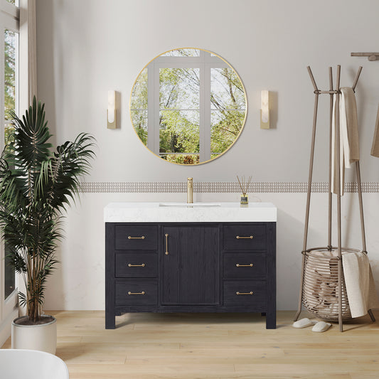 León 48" Free-standing Single Bathroom Vanity in Fir Wood Black