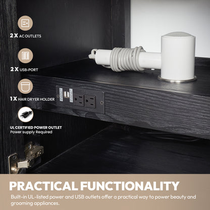 León 48" Free-standing Single Bathroom Vanity in Fir Wood Black
