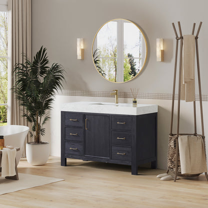 León 48" Free-standing Single Bathroom Vanity in Fir Wood Black