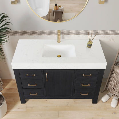 León 48" Free-standing Single Bathroom Vanity in Fir Wood Black