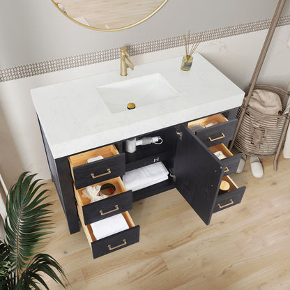 León 48" Free-standing Single Bathroom Vanity in Fir Wood Black