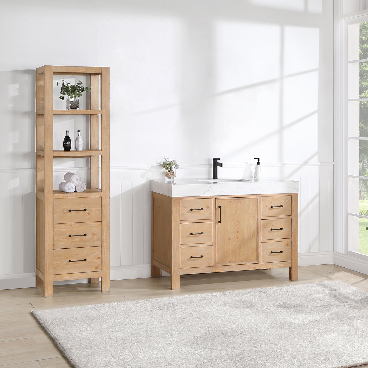León 48" Free-standing Single Bathroom Vanity in Fir Wood Brown