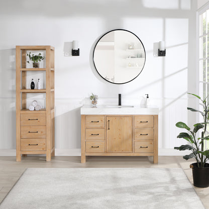 León 48" Free-standing Single Bathroom Vanity in Fir Wood Brown