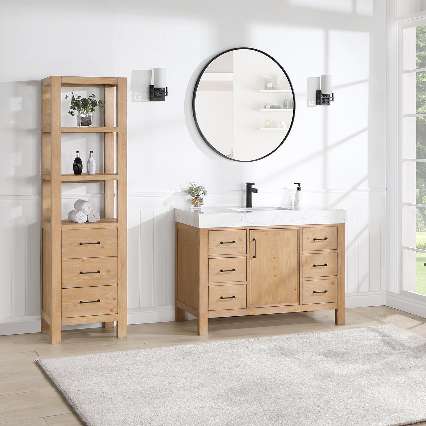 León 48" Free-standing Single Bathroom Vanity in Fir Wood Brown