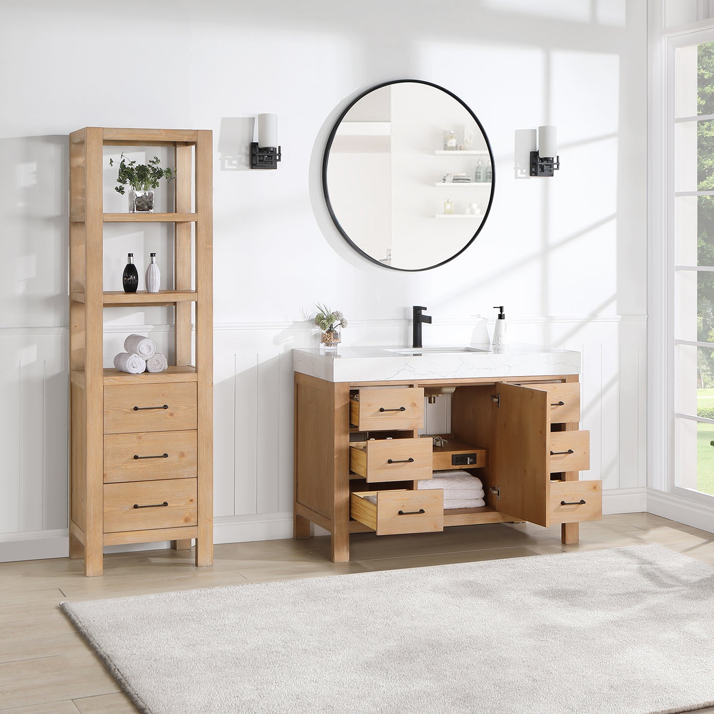 León 48" Free-standing Single Bathroom Vanity in Fir Wood Brown
