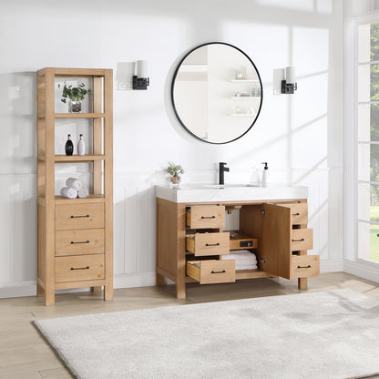 León 48" Free-standing Single Bathroom Vanity in Fir Wood Brown