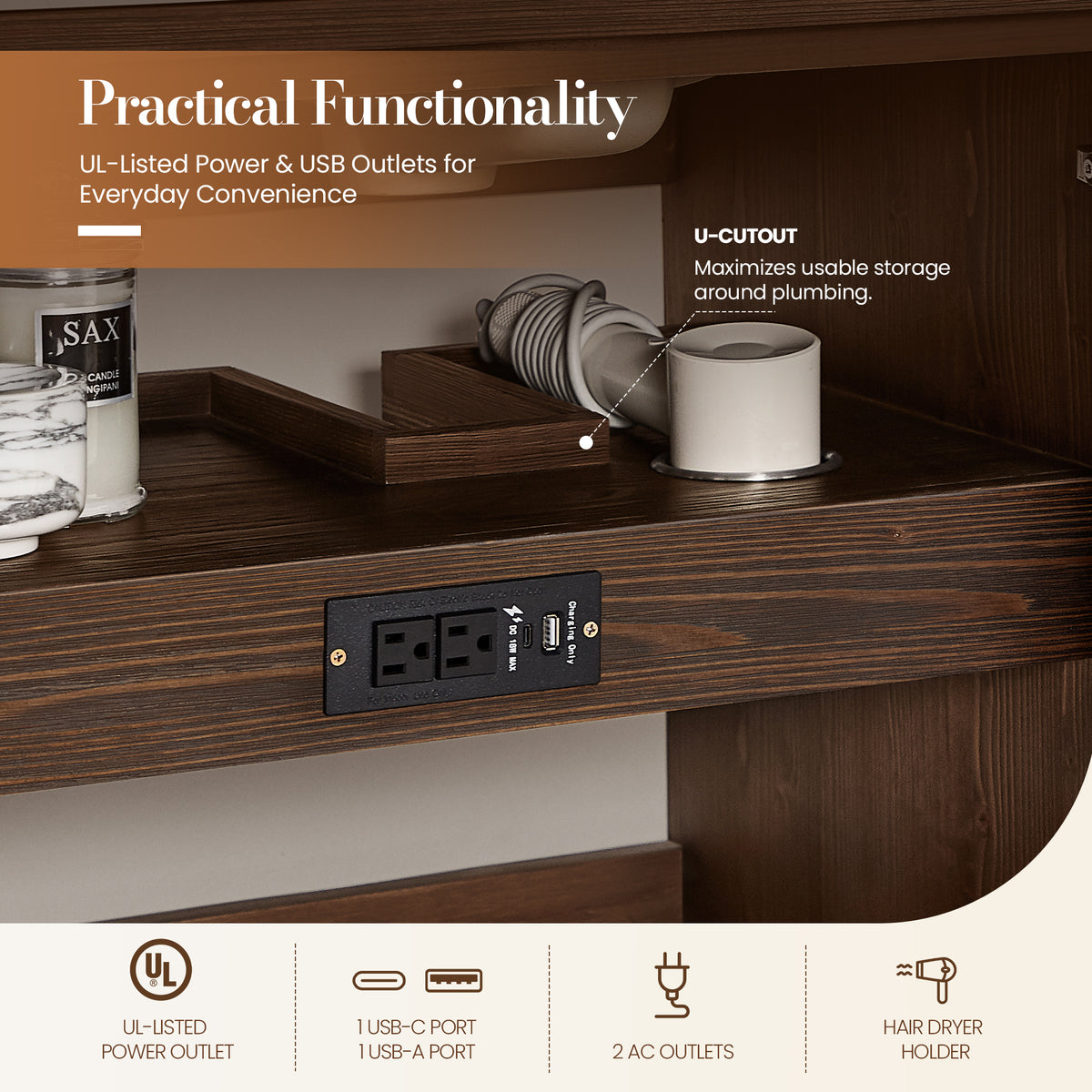 León 48" Free-standing Single Bathroom Vanity in Spruce Aged Brown