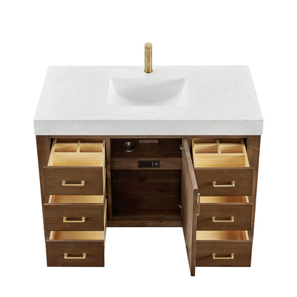 León 48" Free-standing Single Bathroom Vanity in Spruce Aged Brown