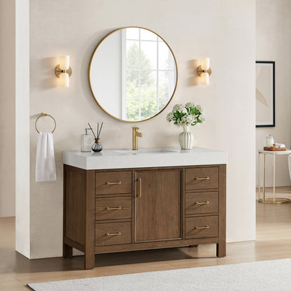 León 48" Free-standing Single Bathroom Vanity in Spruce Aged Brown