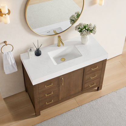 León 48" Free-standing Single Bathroom Vanity in Spruce Aged Brown