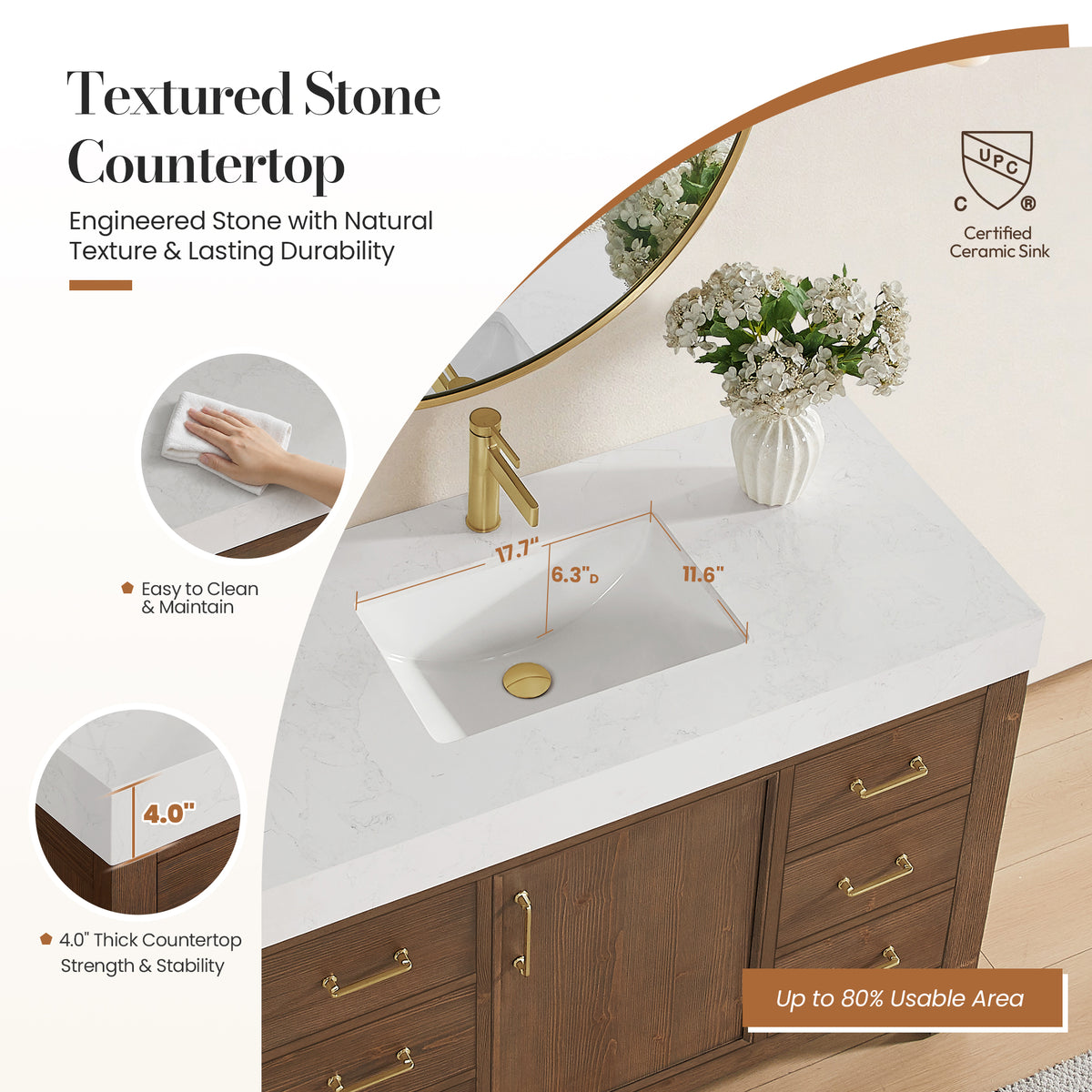 León 48" Free-standing Single Bathroom Vanity in Spruce Aged Brown
