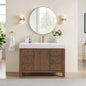 León 48" Free-standing Single Bathroom Vanity in Spruce Aged Brown with Mirror