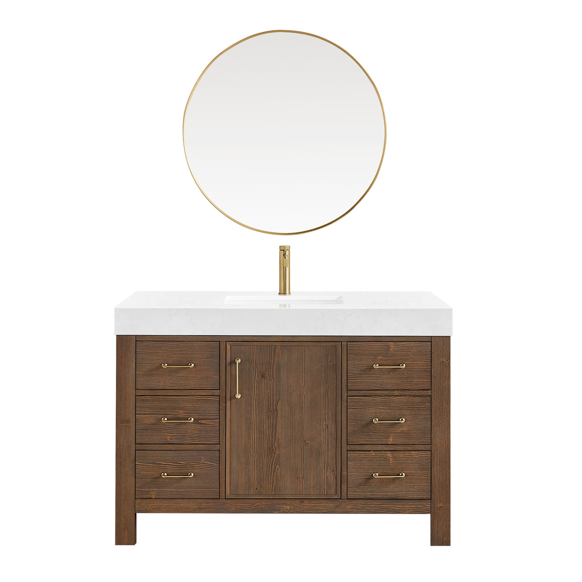 León 48" Free-standing Single Bathroom Vanity in Spruce Aged Brown with Mirror