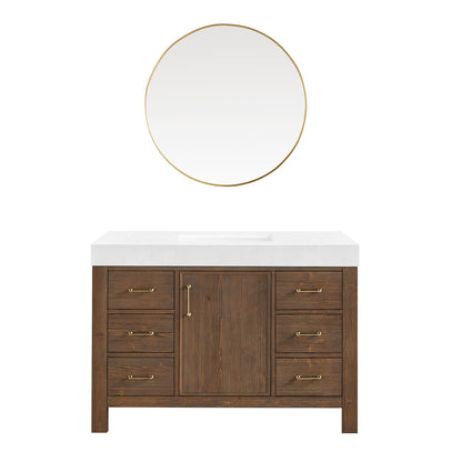 León 48" Free-standing Single Bathroom Vanity in Spruce Aged Brown with Mirror